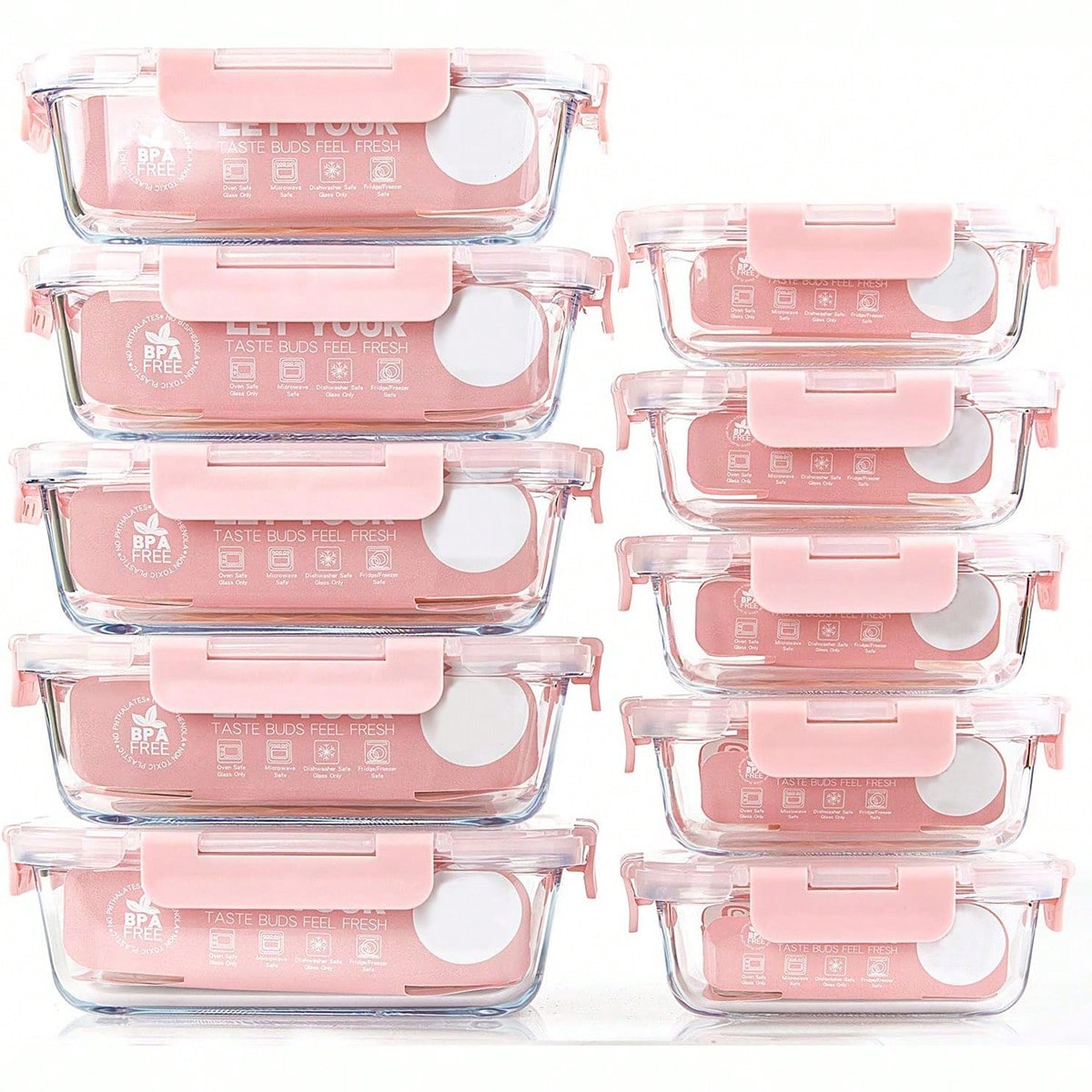 Food Storage Quart - 10 Pack Glass Meal Prep Containers,
