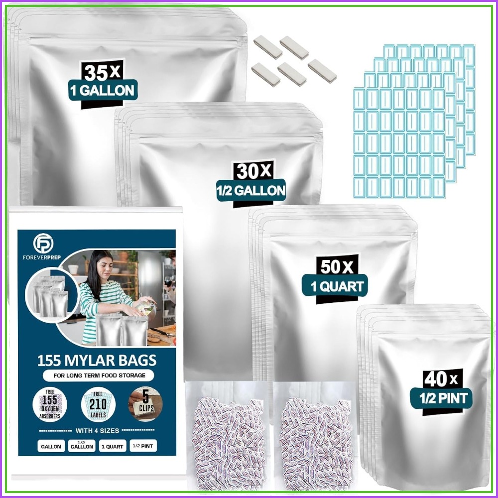 155 Mylar Bags with 155 Oxygen - đánh giá và giá Food Storage Long Term